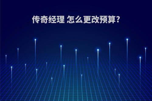 传奇经理 怎么更改预算?