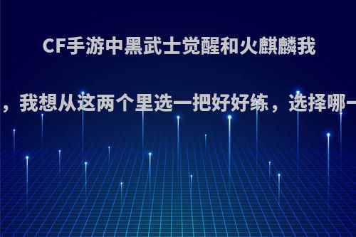 CF手游中黑武士觉醒和火麒麟我都有，我想从这两个里选一把好好练，选择哪一把?