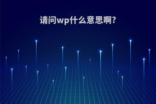 请问wp什么意思啊?