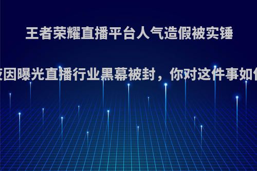 王者荣耀直播平台人气造假被实锤，寒夜因曝光直播行业黑幕被封，你对这件事如何看待?