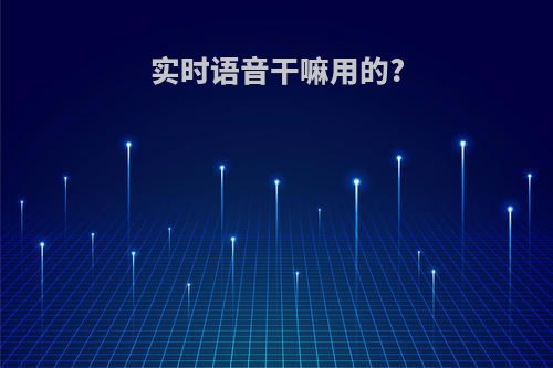 实时语音干嘛用的?