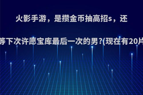 火影手游，是攒金币抽高招s，还是等下次许愿宝库最后一次的男?(现在有20片)?