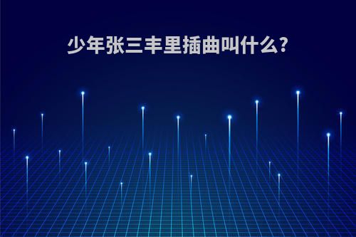 少年张三丰里插曲叫什么?