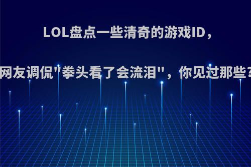 LOL盘点一些清奇的游戏ID，网友调侃