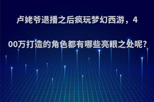 卢姥爷退播之后疯玩梦幻西游，400万打造的角色都有哪些亮眼之处呢?