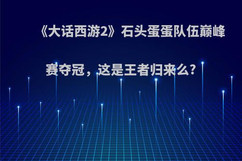 《大话西游2》石头蛋蛋队伍巅峰赛夺冠，这是王者归来么?