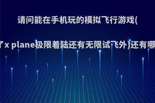 请问能在手机玩的模拟飞行游戏(除了x plane极限着陆还有无限试飞外)还有哪些?