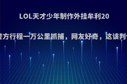 LOL天才少年制作外挂牟利200万，警方行程一万公里抓捕，网友好奇，这该判什么罪?