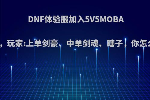 DNF体验服加入5V5MOBA玩法，玩家:上单剑豪、中单剑魂、瞎子，你怎么看?