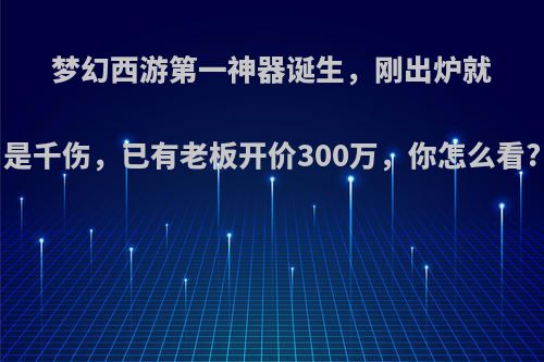 梦幻西游第一神器诞生，刚出炉就是千伤，已有老板开价300万，你怎么看?
