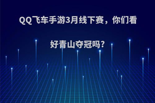 QQ飞车手游3月线下赛，你们看好青山夺冠吗?