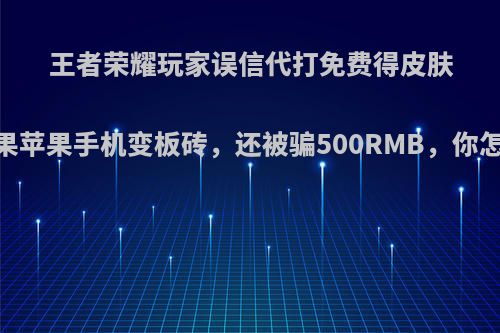 王者荣耀玩家误信代打免费得皮肤，结果苹果手机变板砖，还被骗500RMB，你怎么看?