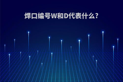 焊口编号W和D代表什么?