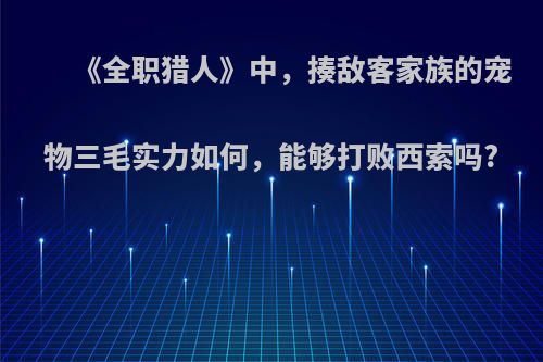 《全职猎人》中，揍敌客家族的宠物三毛实力如何，能够打败西索吗?