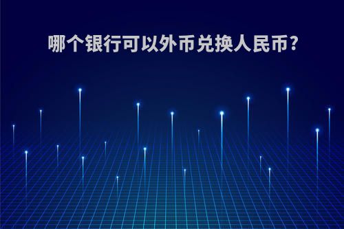 哪个银行可以外币兑换人民币?