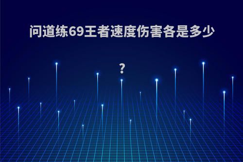 问道练69王者速度伤害各是多少?