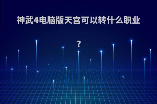 神武4电脑版天宫可以转什么职业?