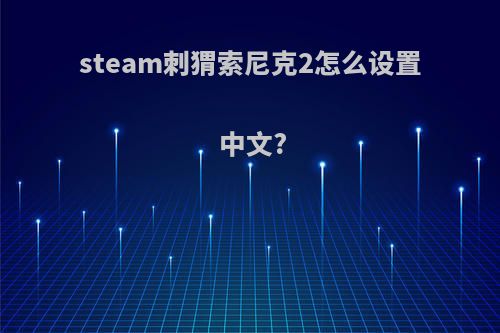 steam刺猬索尼克2怎么设置中文?