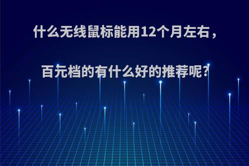 什么无线鼠标能用12个月左右，百元档的有什么好的推荐呢?