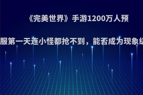 《完美世界》手游1200万人预约，开服第一天连小怪都抢不到，能否成为现象级手游?