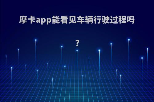 摩卡app能看见车辆行驶过程吗?