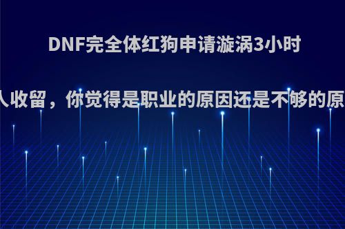 DNF完全体红狗申请漩涡3小时无人收留，你觉得是职业的原因还是不够的原因?