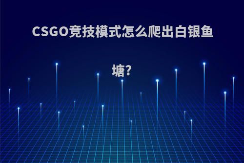 CSGO竞技模式怎么爬出白银鱼塘?