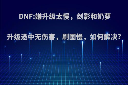 DNF:嫌升级太慢，剑影和奶萝升级途中无伤害，刷图慢，如何解决?