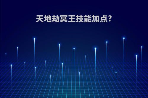 天地劫冥王技能加点?