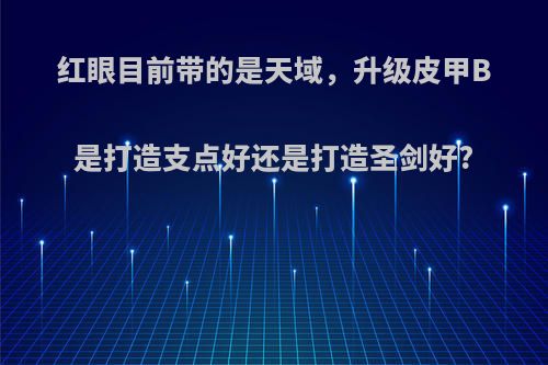 红眼目前带的是天域，升级皮甲B是打造支点好还是打造圣剑好?