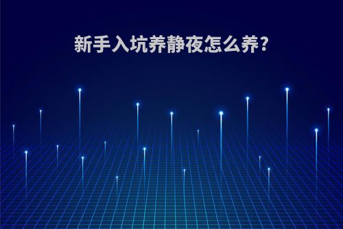 新手入坑养静夜怎么养?