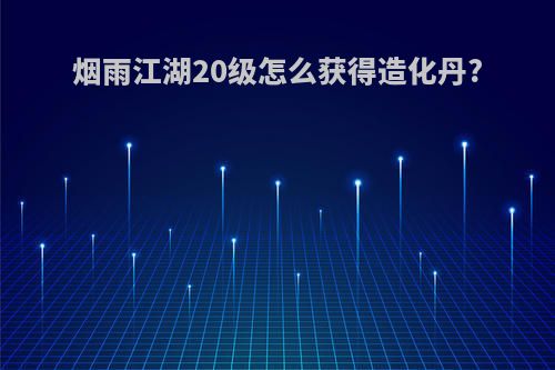 烟雨江湖20级怎么获得造化丹?