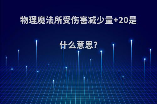 物理魔法所受伤害减少量+20是什么意思?