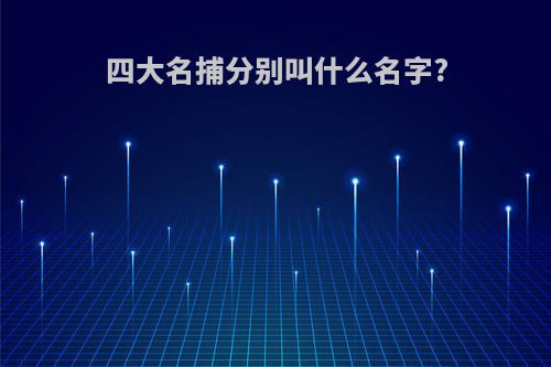 四大名捕分别叫什么名字?