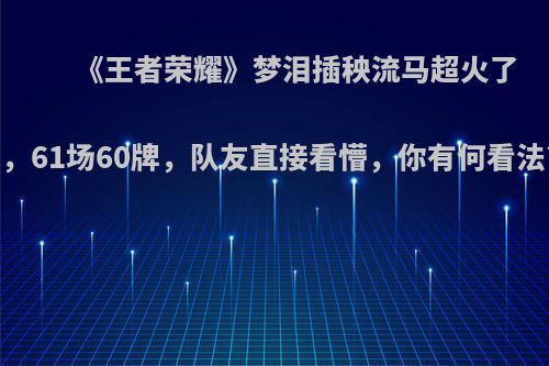 《王者荣耀》梦泪插秧流马超火了，61场60牌，队友直接看懵，你有何看法?