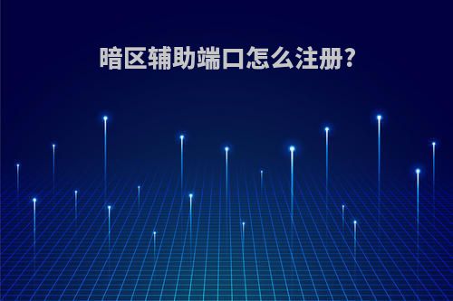 暗区辅助端口怎么注册?