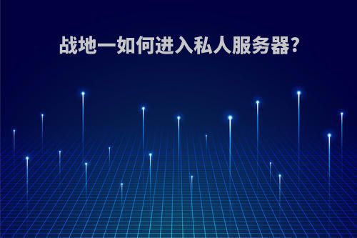 战地一如何进入私人服务器?