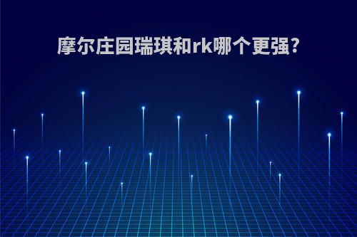 摩尔庄园瑞琪和rk哪个更强?