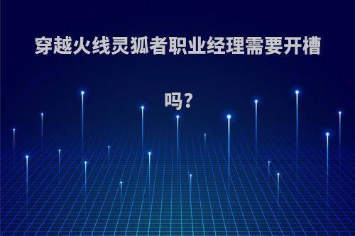 穿越火线灵狐者职业经理需要开槽吗?