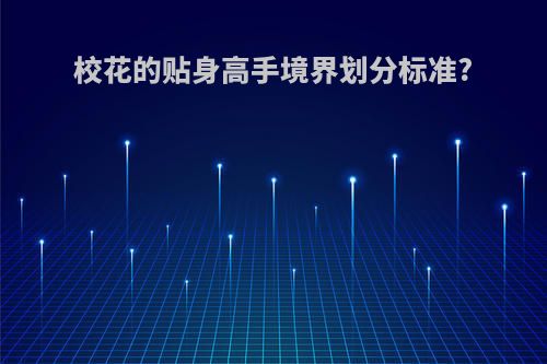 校花的贴身高手境界划分标准?