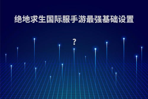 绝地求生国际服手游最强基础设置?