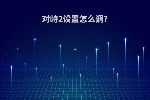 对峙2设置怎么调?
