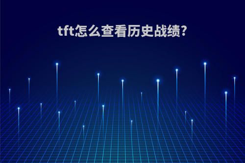 tft怎么查看历史战绩?