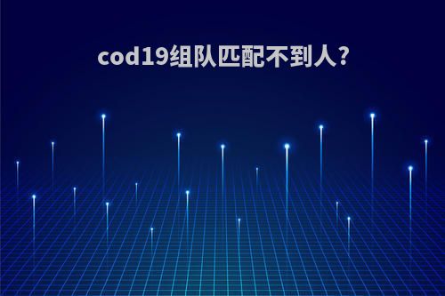 cod19组队匹配不到人?